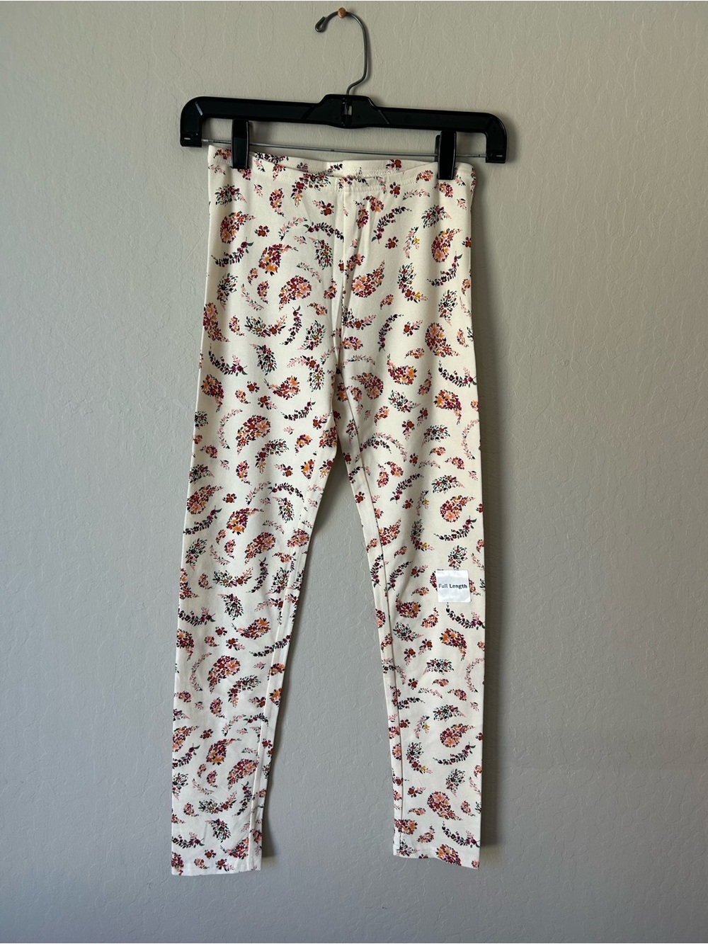 Old Navy Cream Leggings with Red Floral Paisley Print Size XL 14 girl